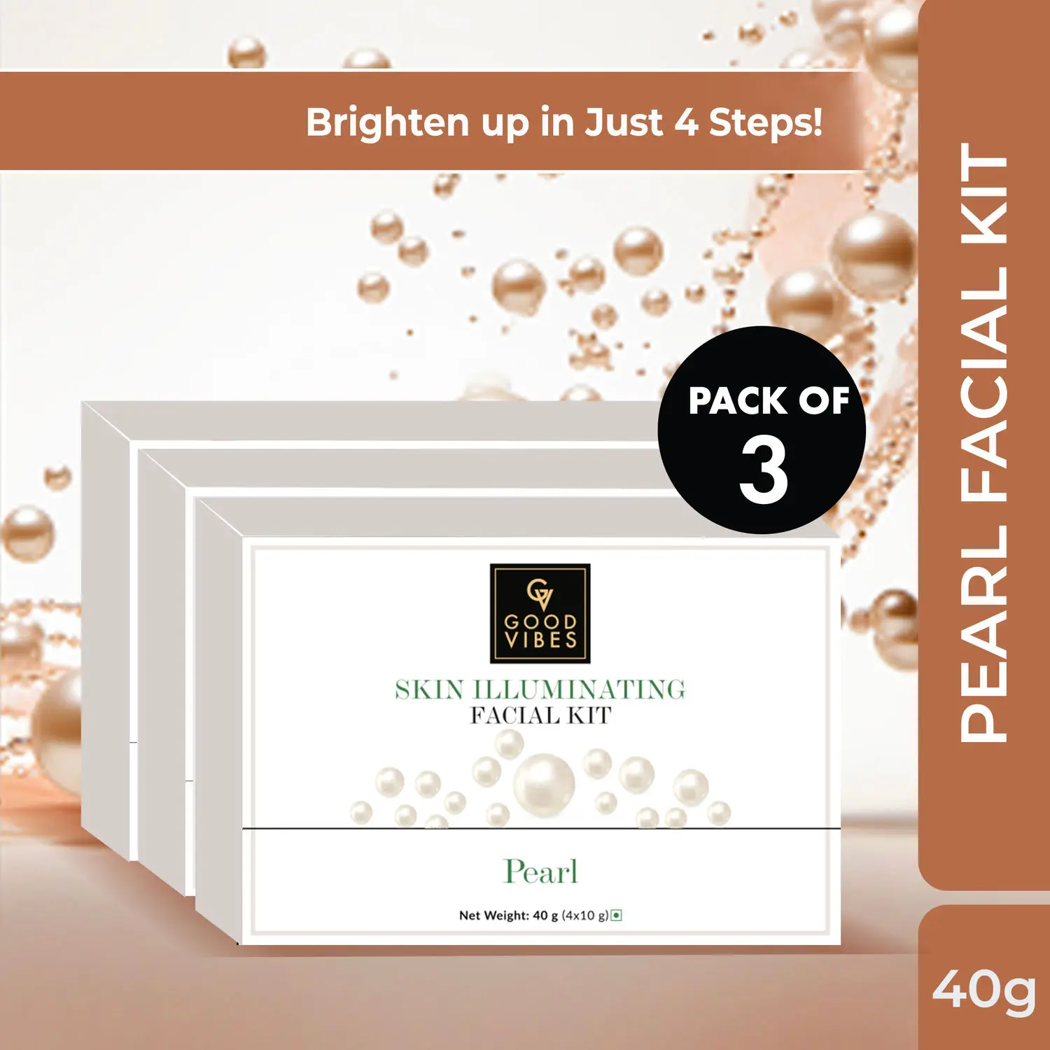 Good Vibes Pearl Illuminating Skin Facial Kit (Pack of 3)