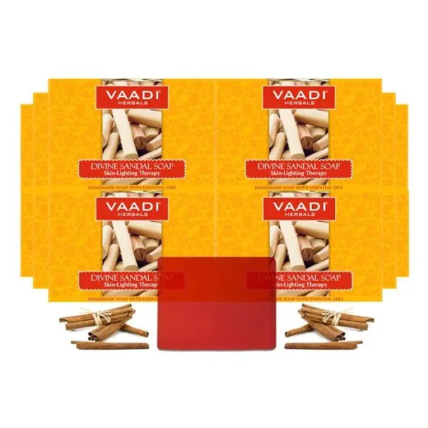 Vaadi Herbals Pack of 12 Divine Sandal Soap with Saffron & Turmeric (12 x 75 g)