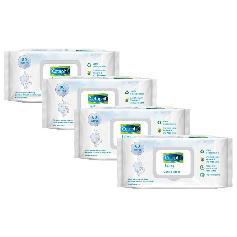 Cetaphil Baby Wipes 80 Pieces Pack Of 4