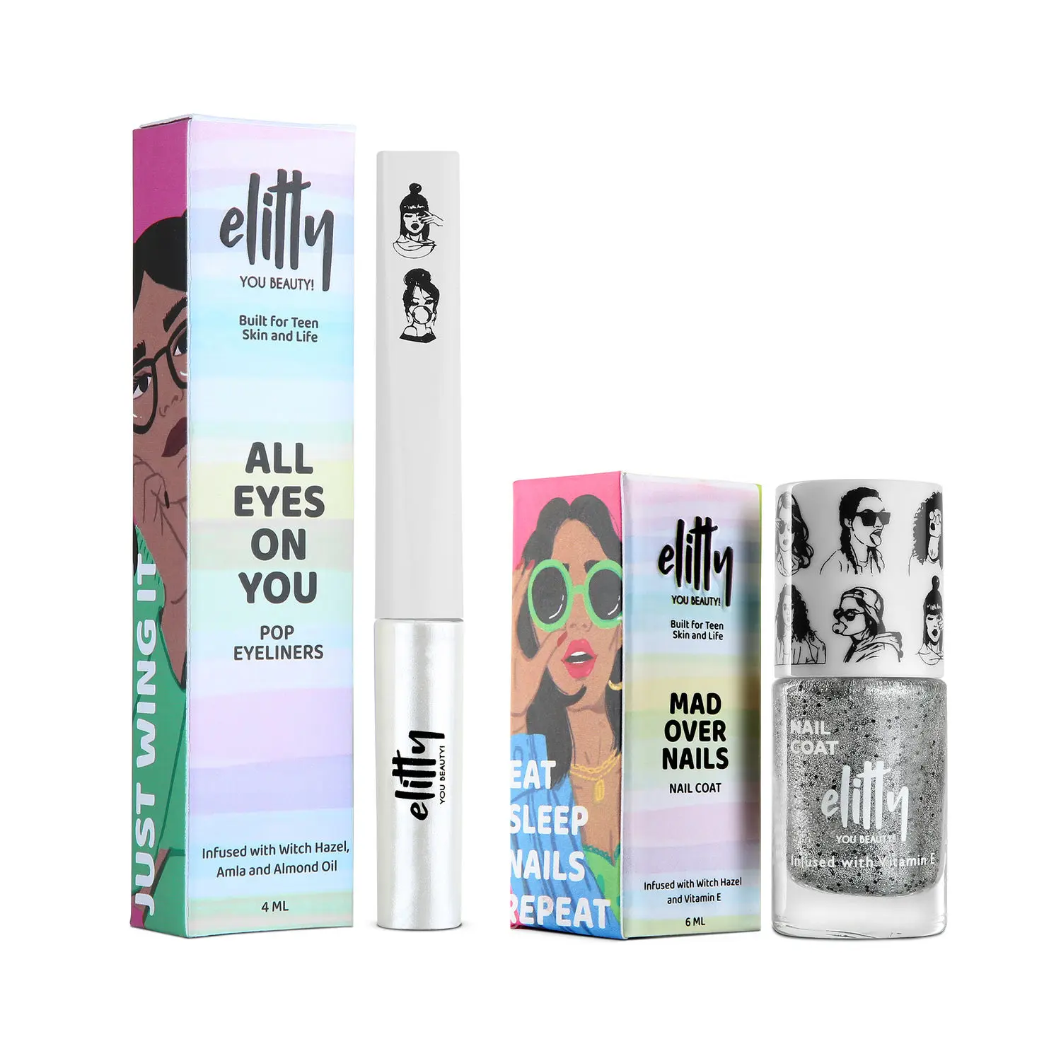 Elitty Blue my Mind combo - (Eyeliner- Cloud Nine,Nail Paint - Ice Breaker)- Pack of 2