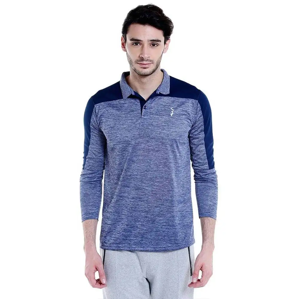 Campus Sutra Solid Men Polo Neck T Shirt,  Blue  XL