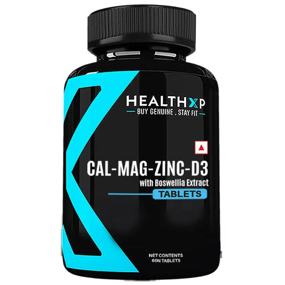 HealthXP Essential Series Calcium Magnesium Zinc with Vitamin D3,  Unflavoured  60 capsules