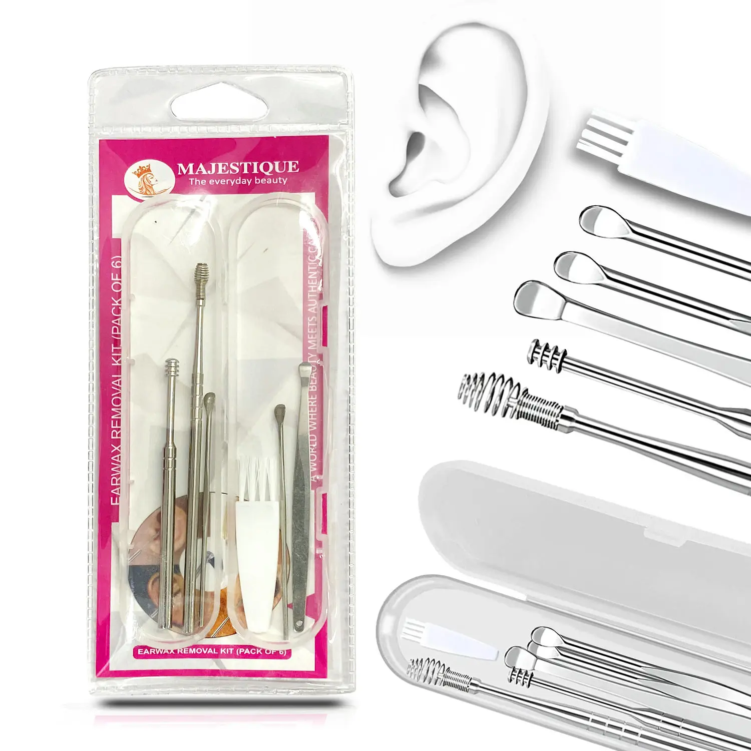 Majestique 6-Piece Ear Wax Cleaning Kit CMB529 Ear Dust Remover Tool