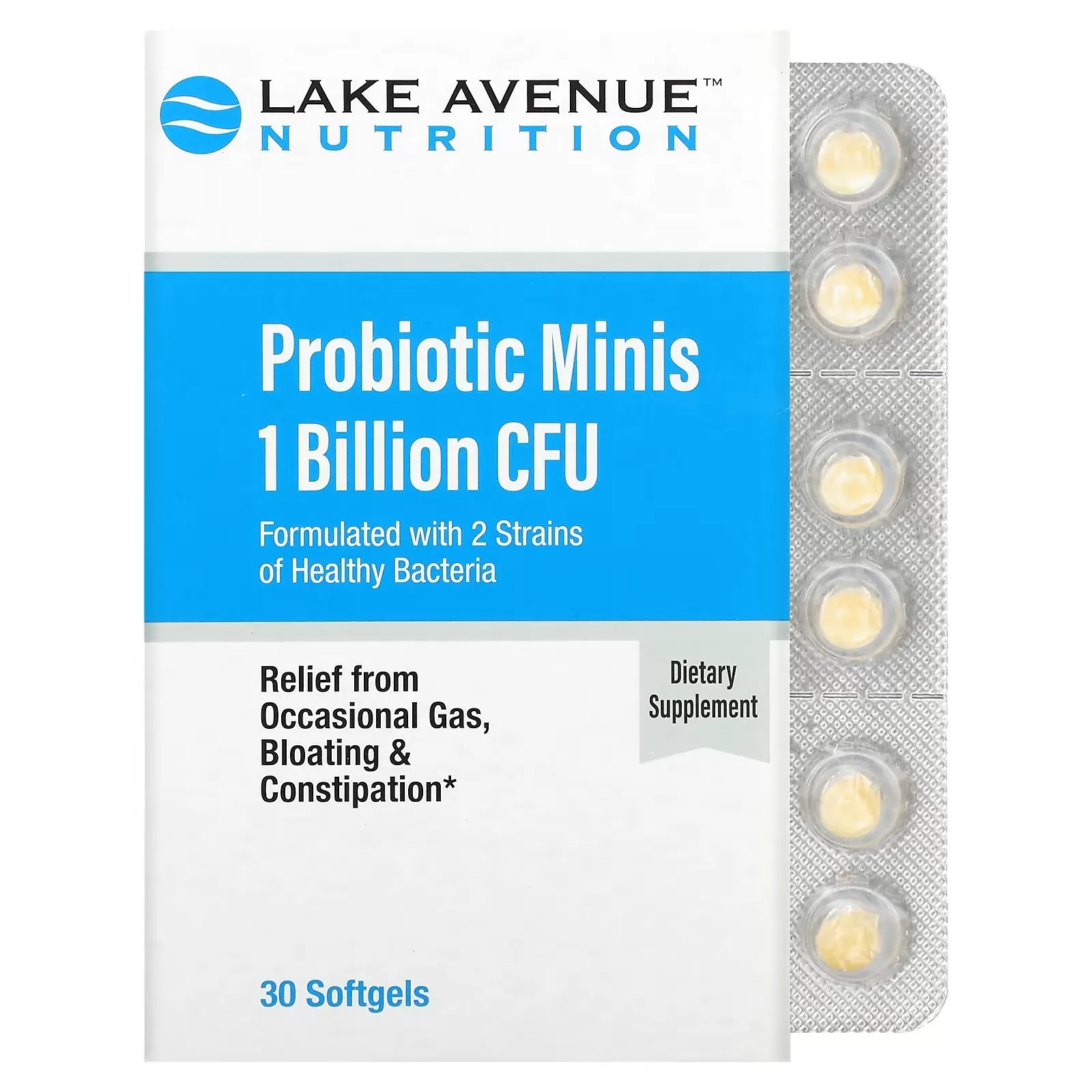 Probiotic Minis, 2 Strain Blend, 1 Billion CFU, 30 Softgels