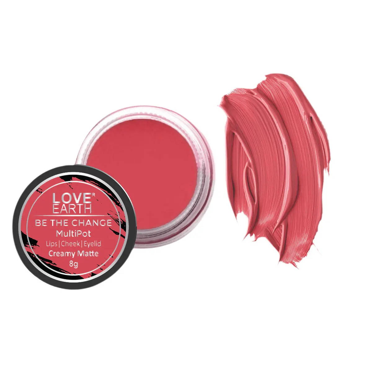 Love Earth Lip Tint & Cheek Tint Multipot-Be The Change With Jojoba Oil And Vitamin E For Lips, Eyelids & Cheeks