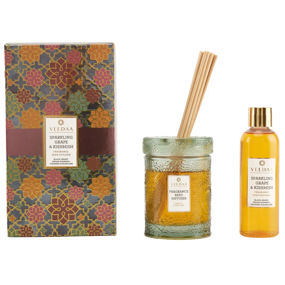 Veedaa Candles Sparkling Grape & Kishmish Reed Diffuser Set