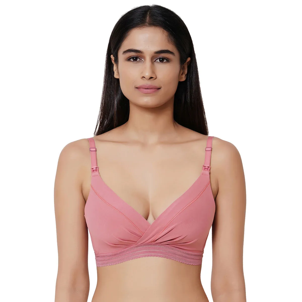 Wacoal La Vigne Padded Non-Wired 3/4Th Cup Cotton Comfortable Maternity Bra - Pink (32D)