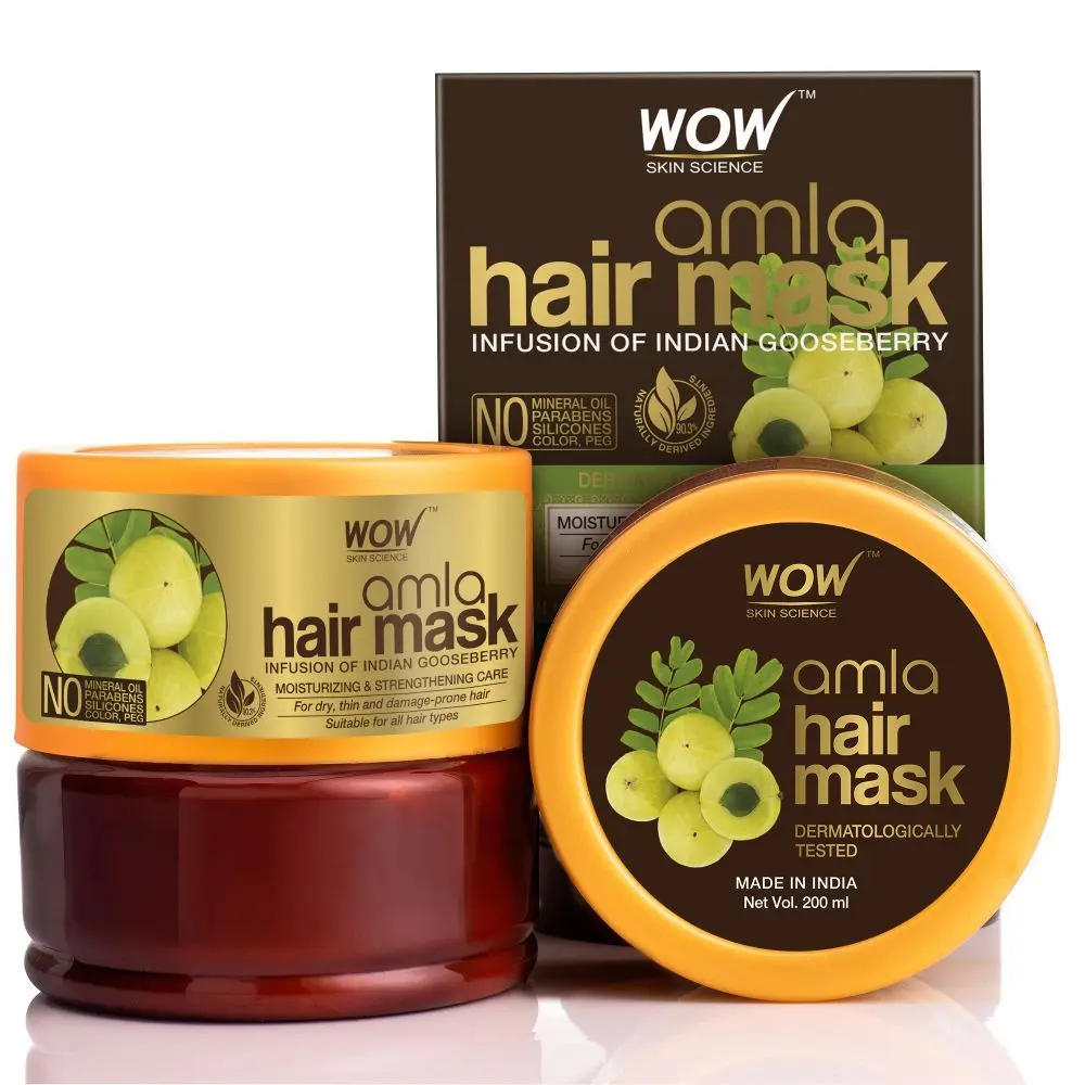 WOW Skin Science Amla Hair Mask For Weak Hair - No Mineral Oil, Parabens, Silicones, Synthetic Color & PEG (200 ml)