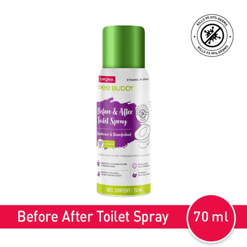 PeeBuddy Lavender Spritz Toilet Seat Sanitizer Spray (70ml), Toilet Deodorizer & Disinfectant