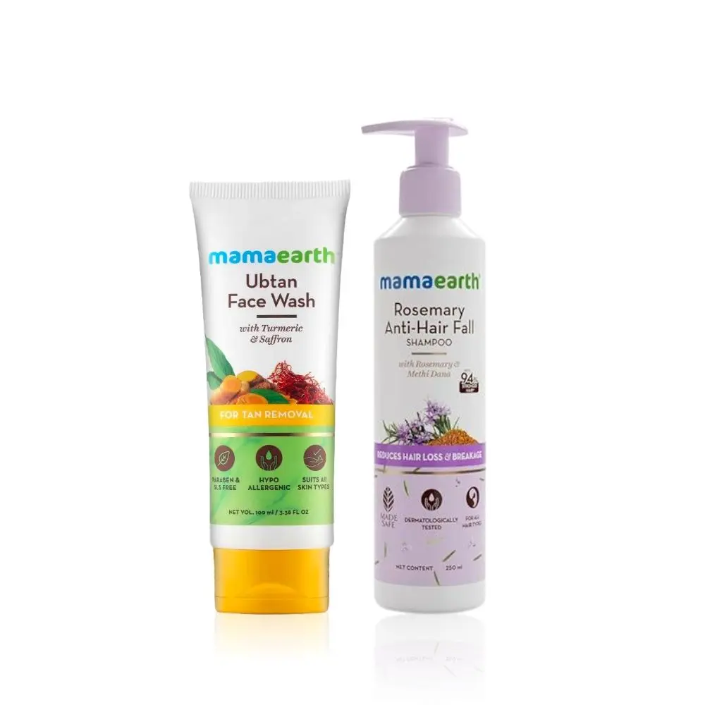 Mamaearth Daily Freshness Duo (Rosemary Anti-Hair Fall Shampoo + Ubtan Facewash) ( 250 ml + 100 ml)