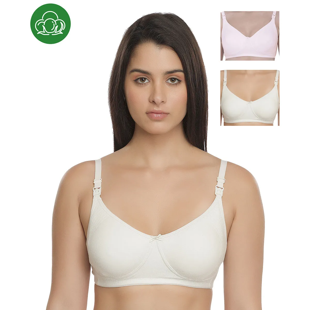 Inner Sense Women's Full Cup Nursing Bra Pack of 3 - Multi-Color (34D)