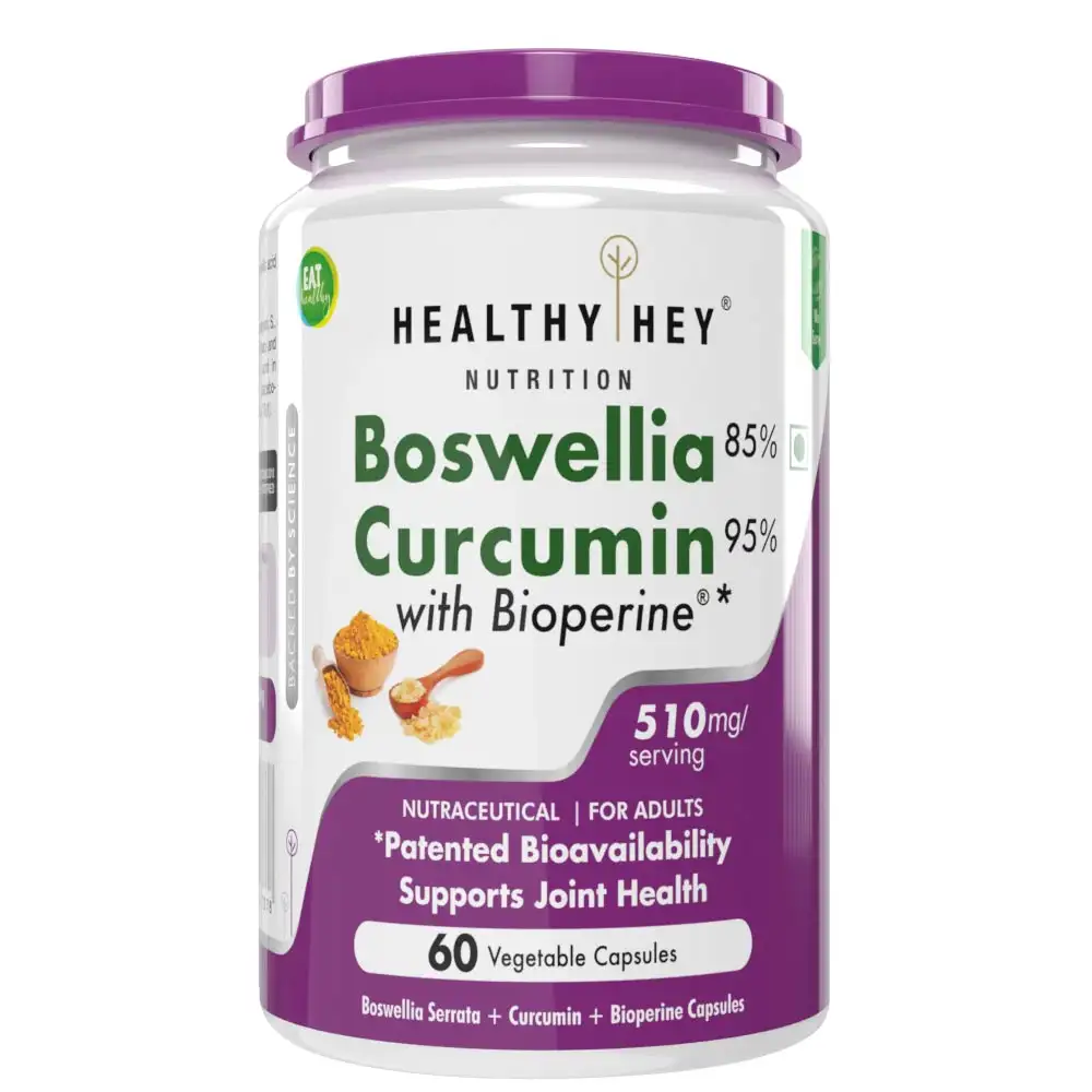 HealthyHey Nutrition Boswellia & Curcumin with Bioperine,  60 capsules