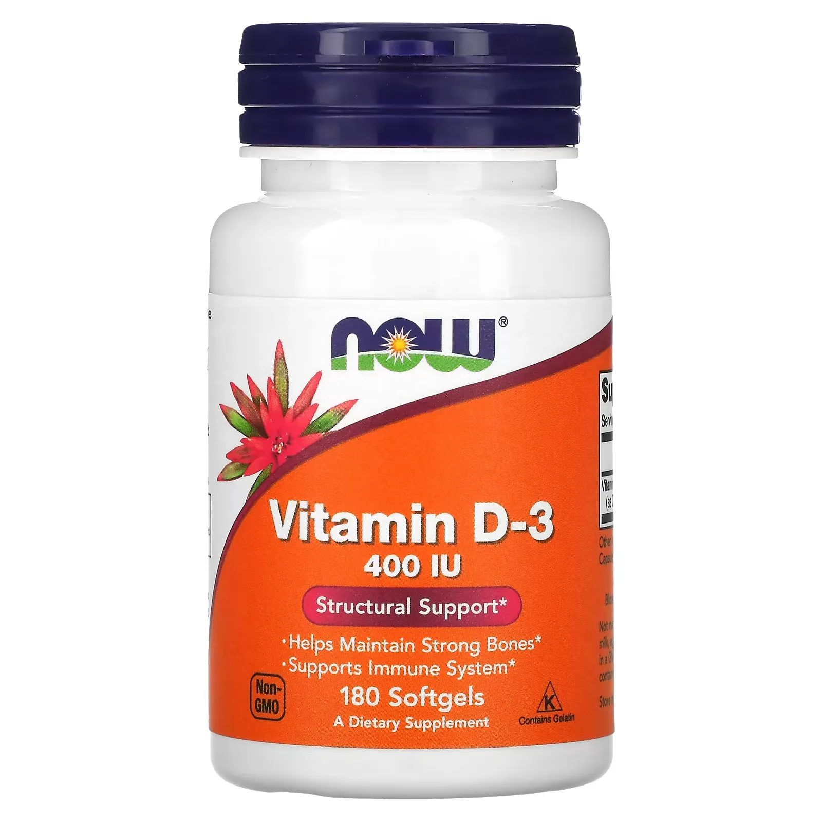 Vitamin D-3, Structural Support, 400 IU, 180 Softgels