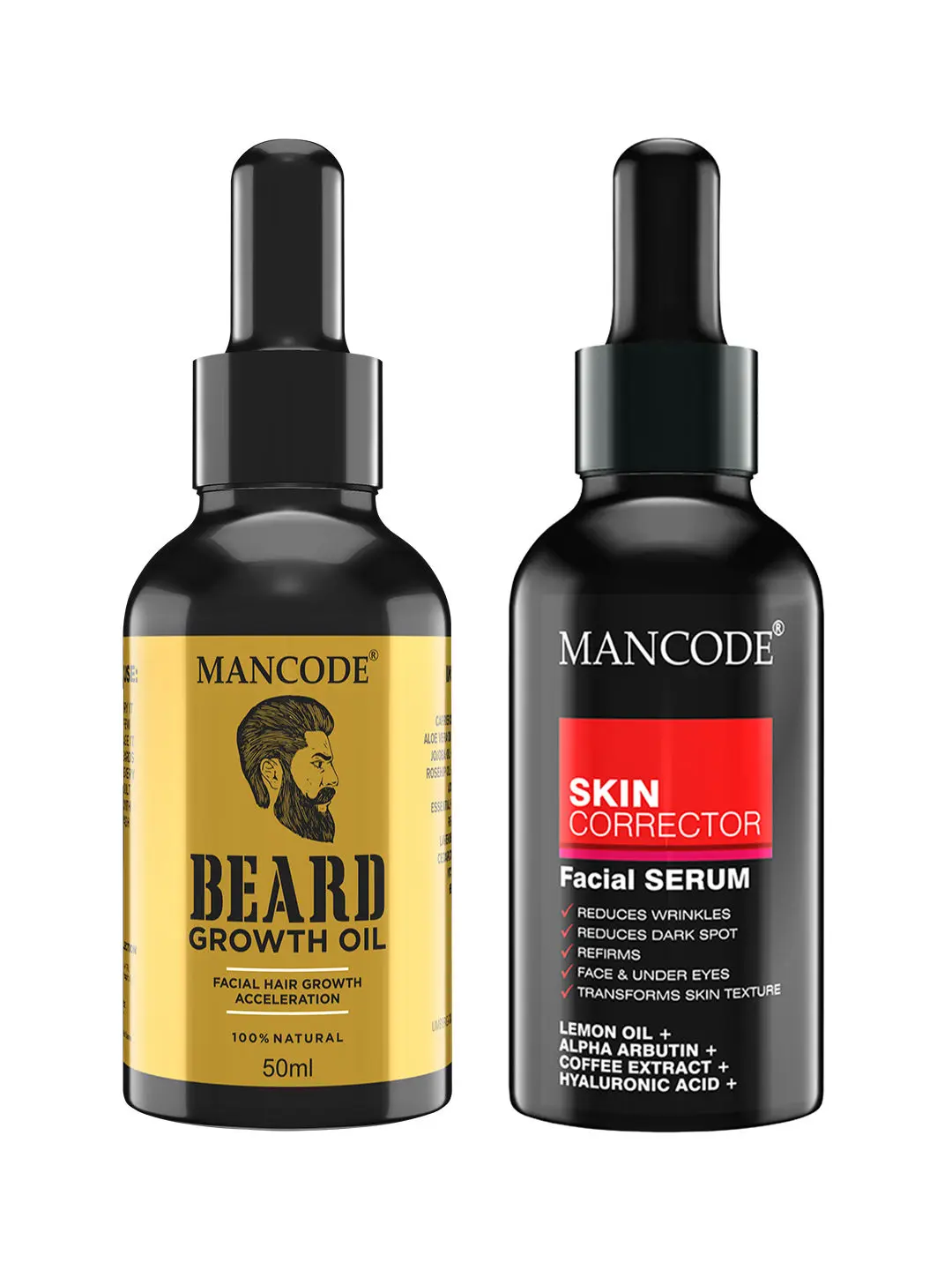 Mancode Growth oil & Skin Corrector facial serum,50ml each (pack of 2)