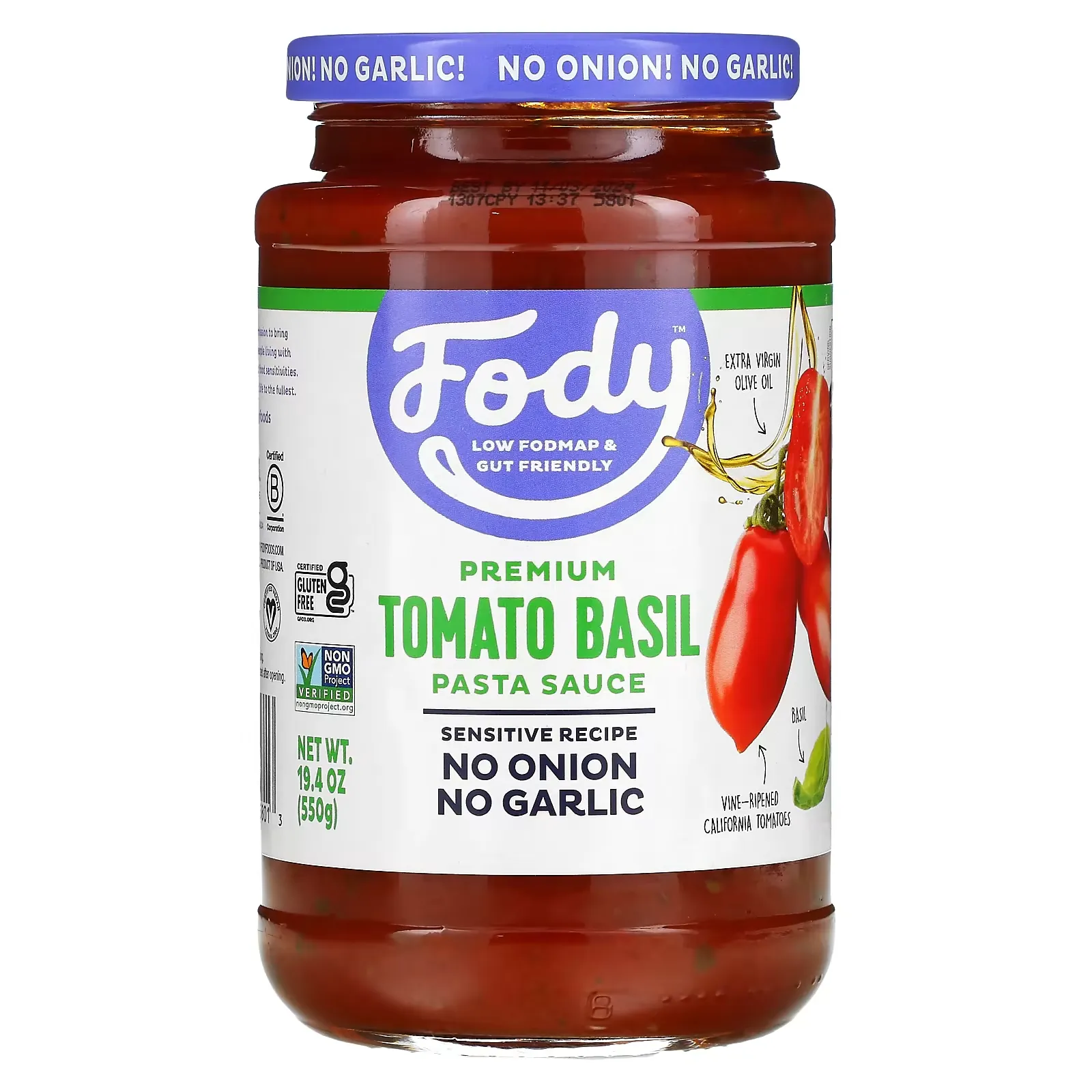 Premium Tomato Basil Pasta Sauce, 19.4 oz (550 g)