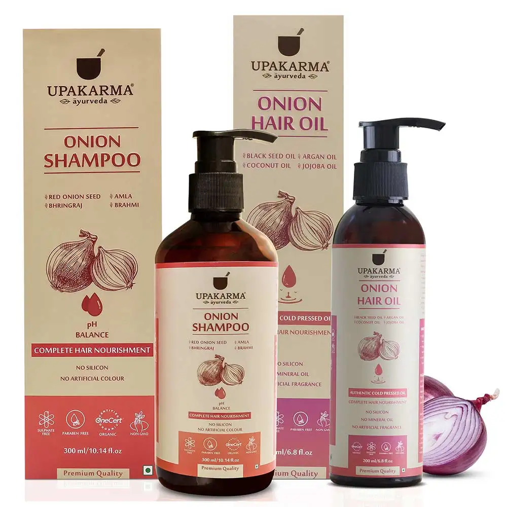 Upakarma Ayurveda Onion Hair Oil & Shampoo,  2 Piece(s)/Pack  for All Hair Types