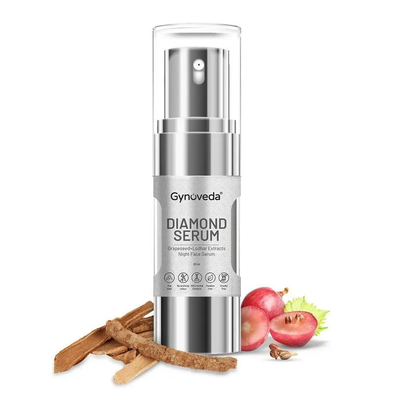 Gynoveda Diamond Serum For Tightening Night Face Serum for Glowing Skin With Grapeseed