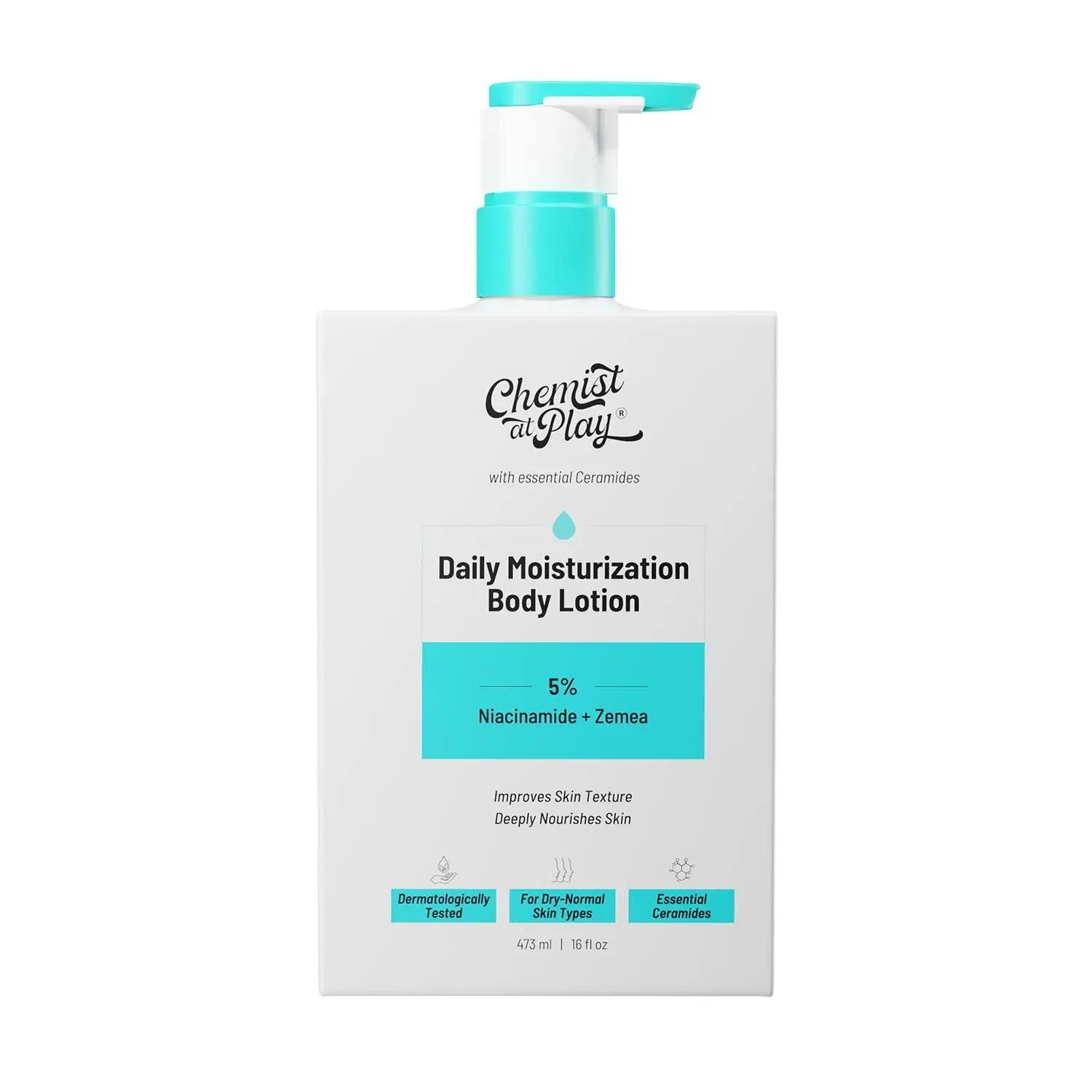 Chemist At Play Daily Moisturization Body Lotion with Ceramides, 5% Niacinamide + Zemea | For Deep Nourishment, Long Hydration and to Strengthen the Skin's Barrier | 473 ml