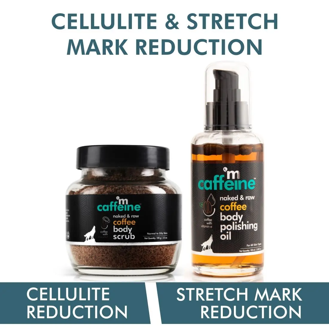 mCaffeine Coffee Cellulite & Stretch Mark Reduction Duo | Body Scrub, Body Oil | All Skin | Paraben & Mineral Oil Free 200 gm