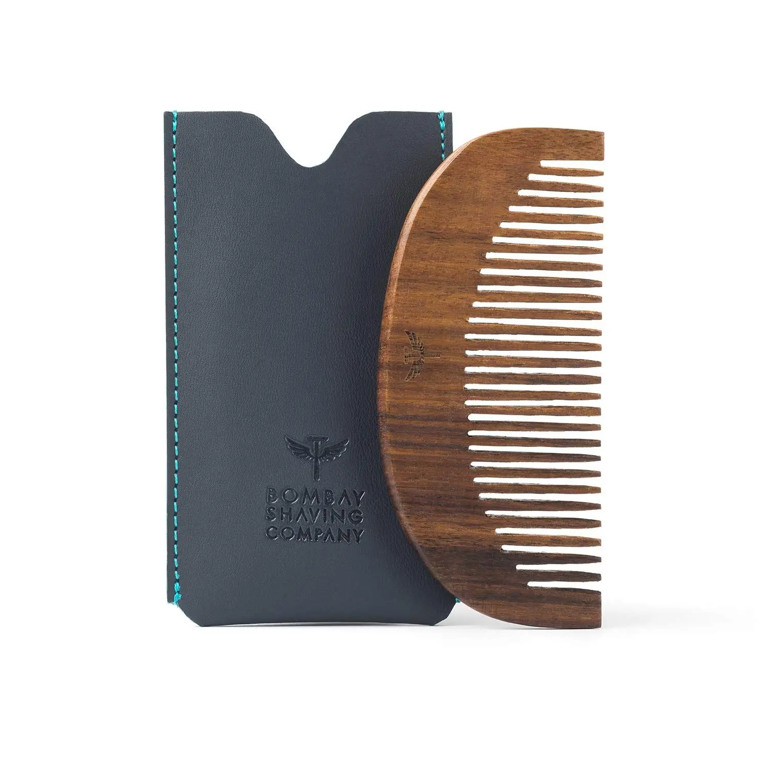 Bombay Shaving Company Beard Comb (Pocket Size) | Made with Sheesham Wood | Free Faux Leather Pouch