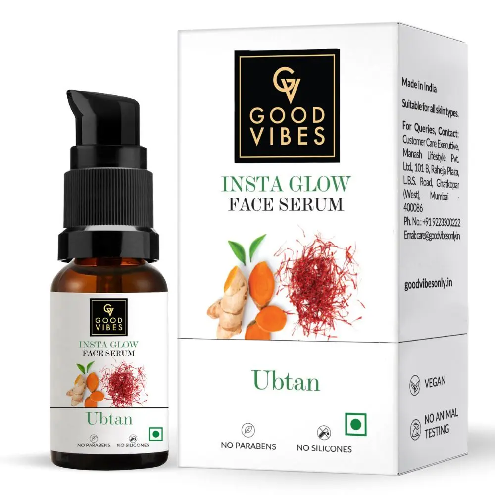 Good Vibes Ubtan Insta Glow Face Serum | Brightening, Moisturizing | Vegan, No Parabens, No Sulphates, No Mineral Oil, No Animal Testing (30 ml)