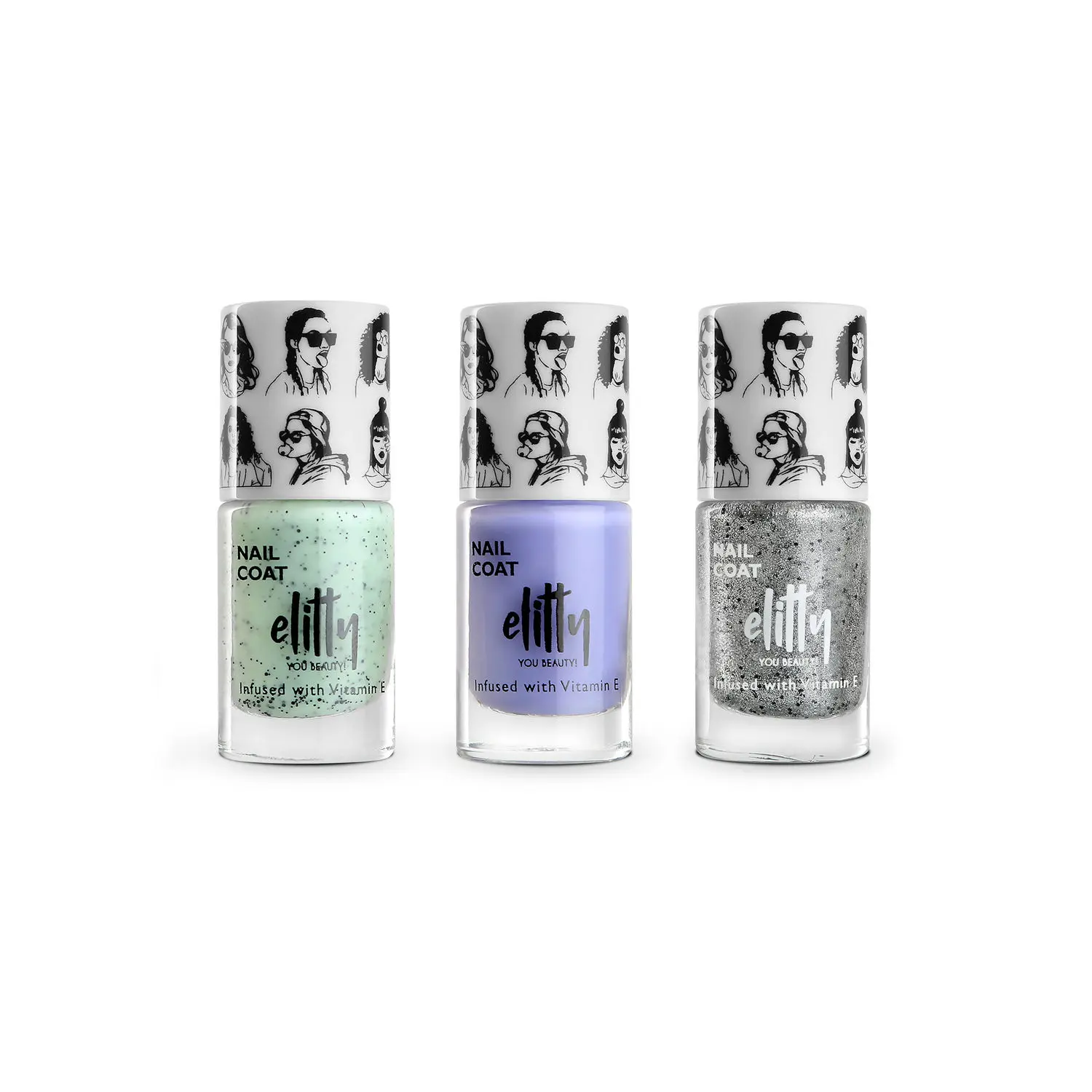 Elitty Nail Polish Combo -Busting  (Mint Cookie ,Silver ,Purple)