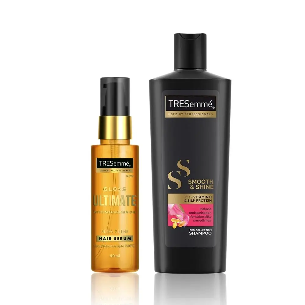 TRES SMOOTH & SHINE SHAMP LARGE BOTTLE + TRES GLOSS ULTIMATE HAIR SERUM