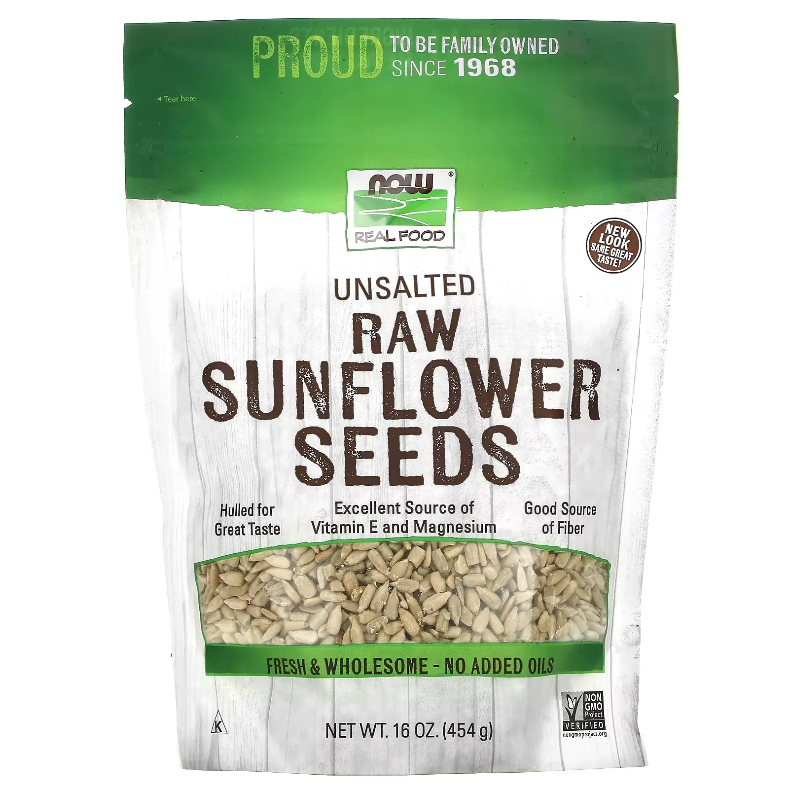 Real Food, Raw Sunflower Seeds, Unsalted, 16 oz (454 g)