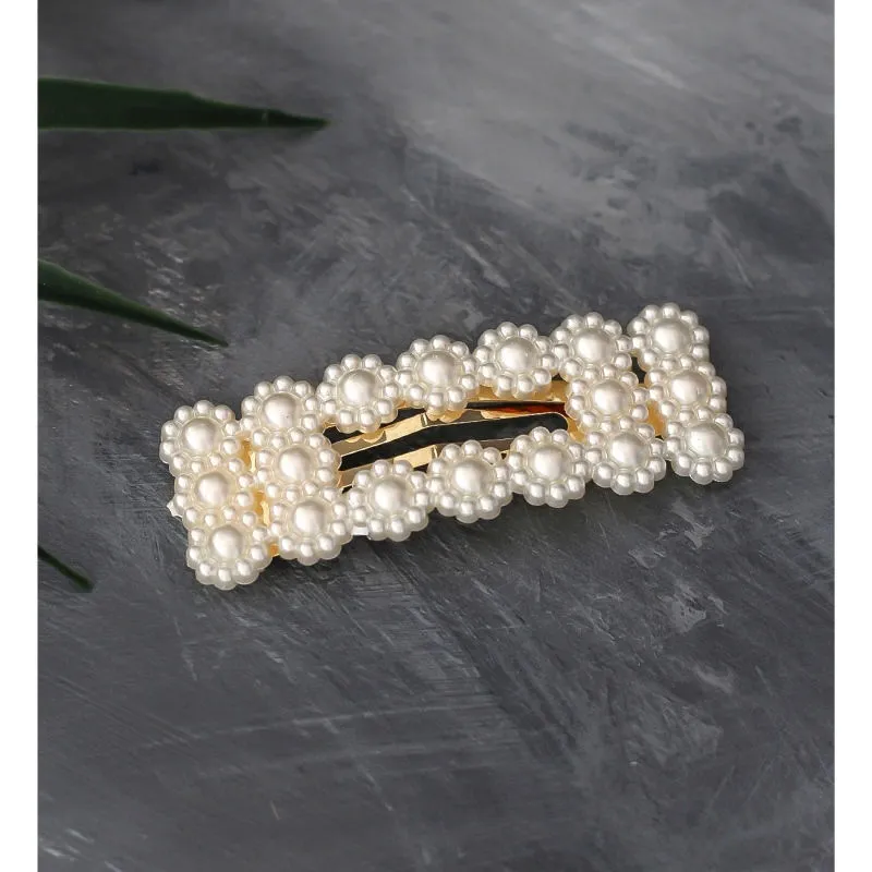 Bellofox Off-White Beaded Tic Tac Hair Clip