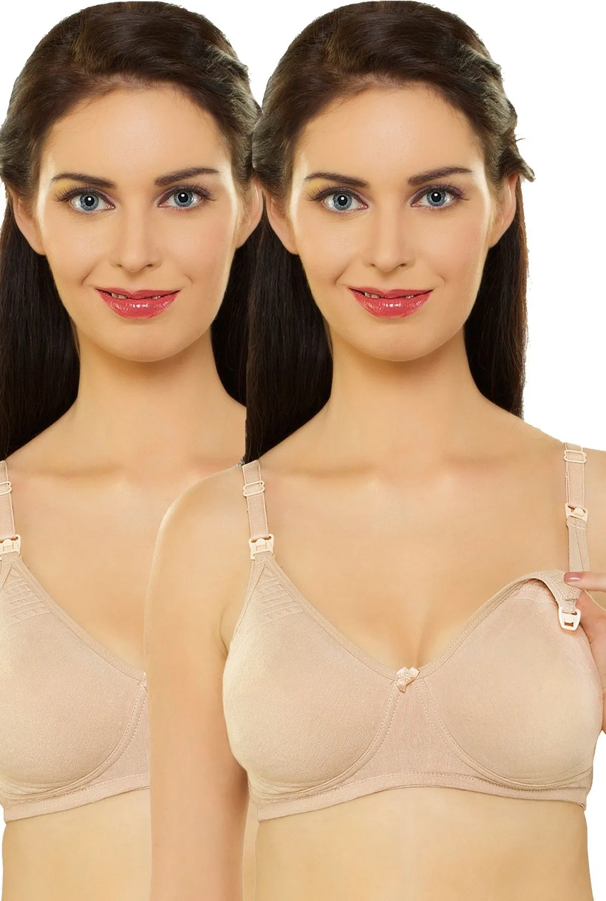 Inner Sense Women's Full Cup Nursing Bra Pack of 2 - Nude (36B)