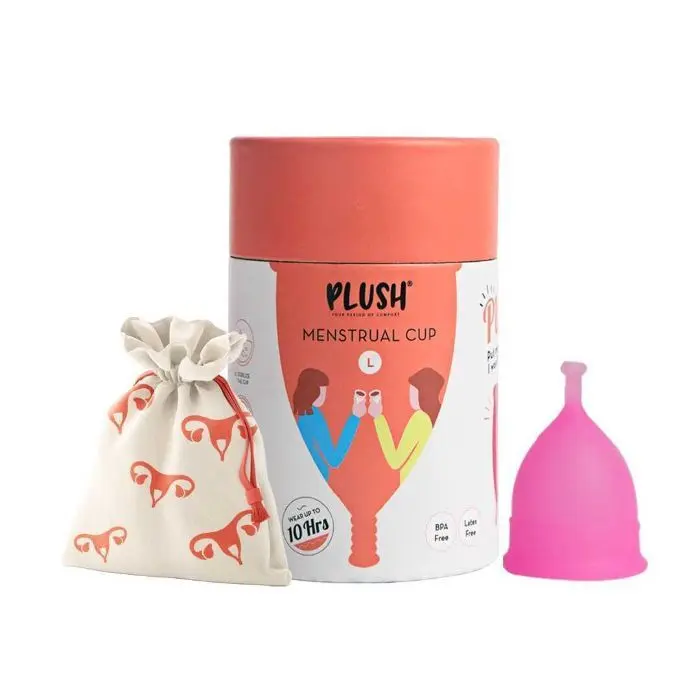 lush 100% Reusable Menstrual Cup with Cotton Carry Pouch | Size – Large | Special Stem for Easy Removal | Zero Rashes