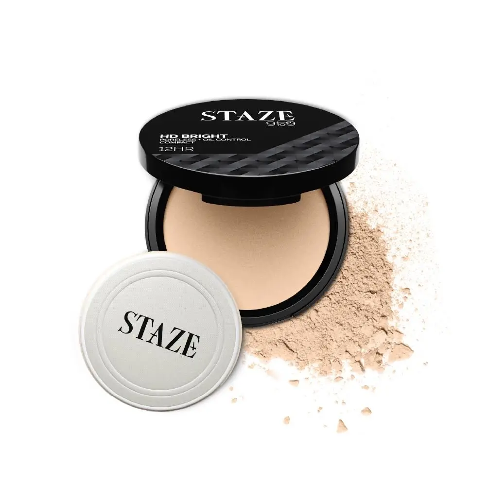 Staze 9to9 HD Bright Poreless + Oil Control Compact | 200W Beige | 9g