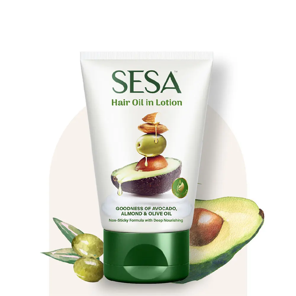 Sesa Hair Oil in Lotion - Non-Sticky, Oil Replacement with 18 Ayurvedic Herbs, Vitamin E, NO Mineral Oil, NO Parabens (100 ml)