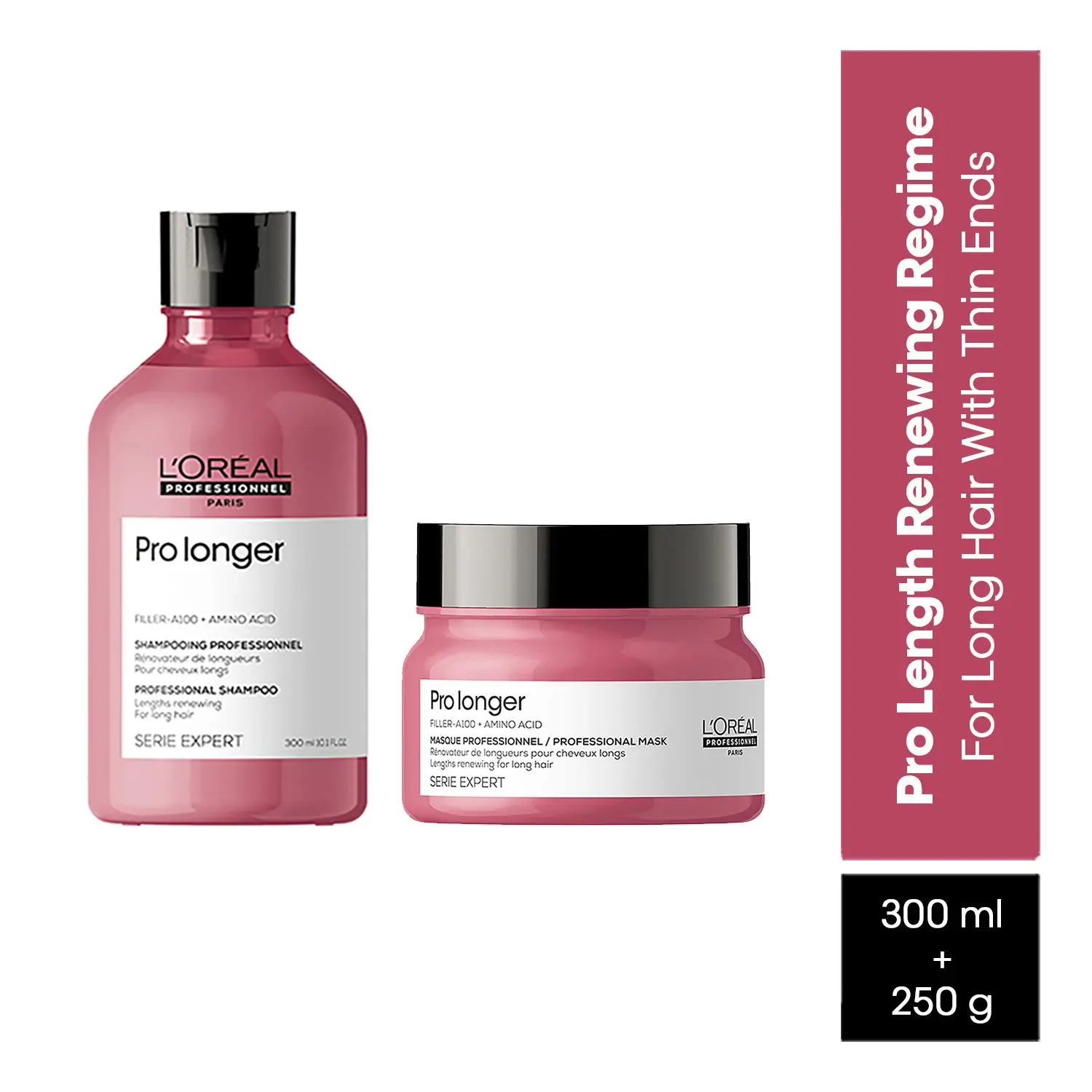 L'Oreal Professionnel Serie Expert Pro Longer Shampoo + Serie Expert Pro Longer Mask | With Filler-A100 and Amino Acid (300ml+250gm)