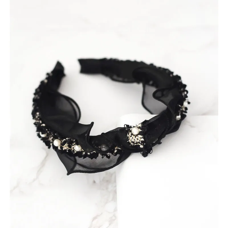 Bellofox Black & Off-White Beaded Hairband