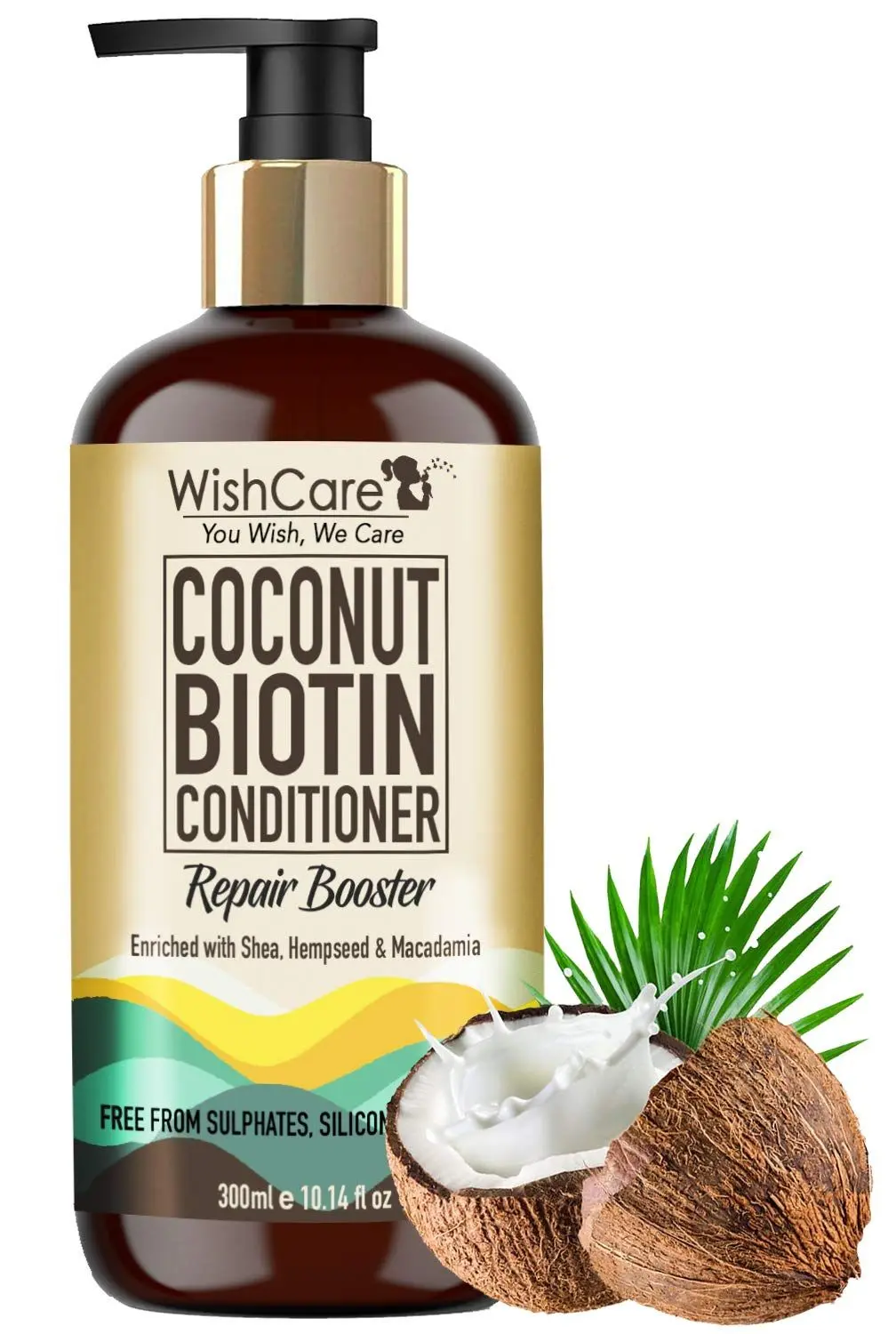 WishCare Coconut Biotin Conditioner - Repair Booster - No Parabens, Sulphates & Silicones (300 ml)