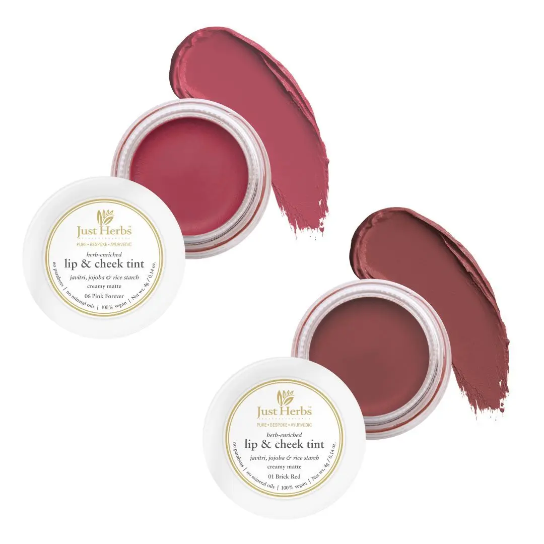 Just Herbs Lip and Cheek Tint ( pack of 2) : Must Haves - Pink Forever and Brick Red