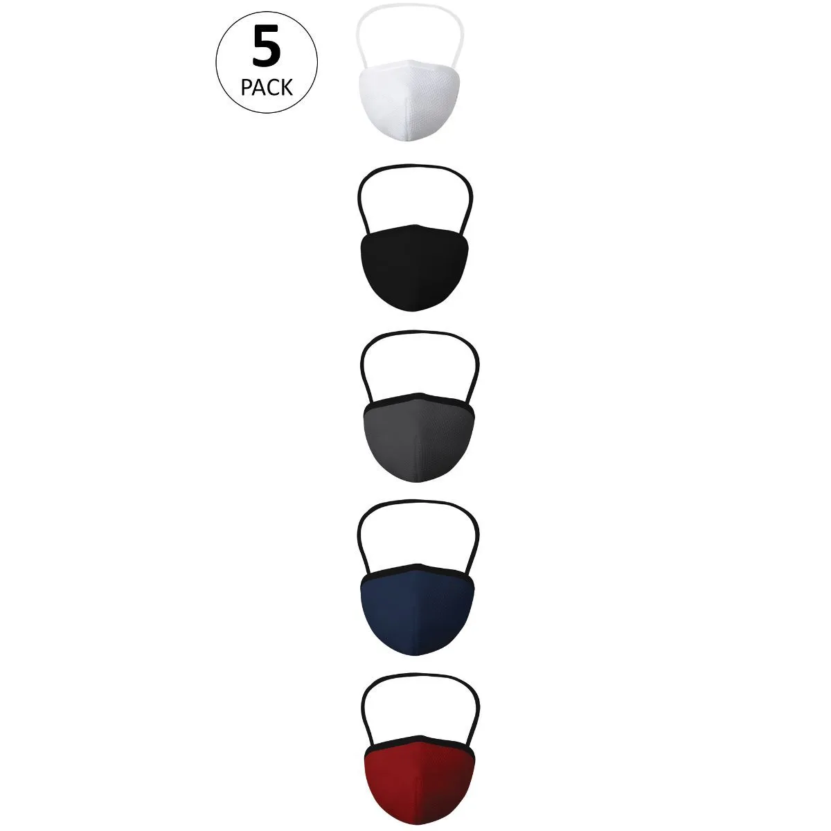 SOIE Triple Layer SN95 Reusable, Washable,Antimicrobial Mask Pack Of 5 - Multi-Color (XS)