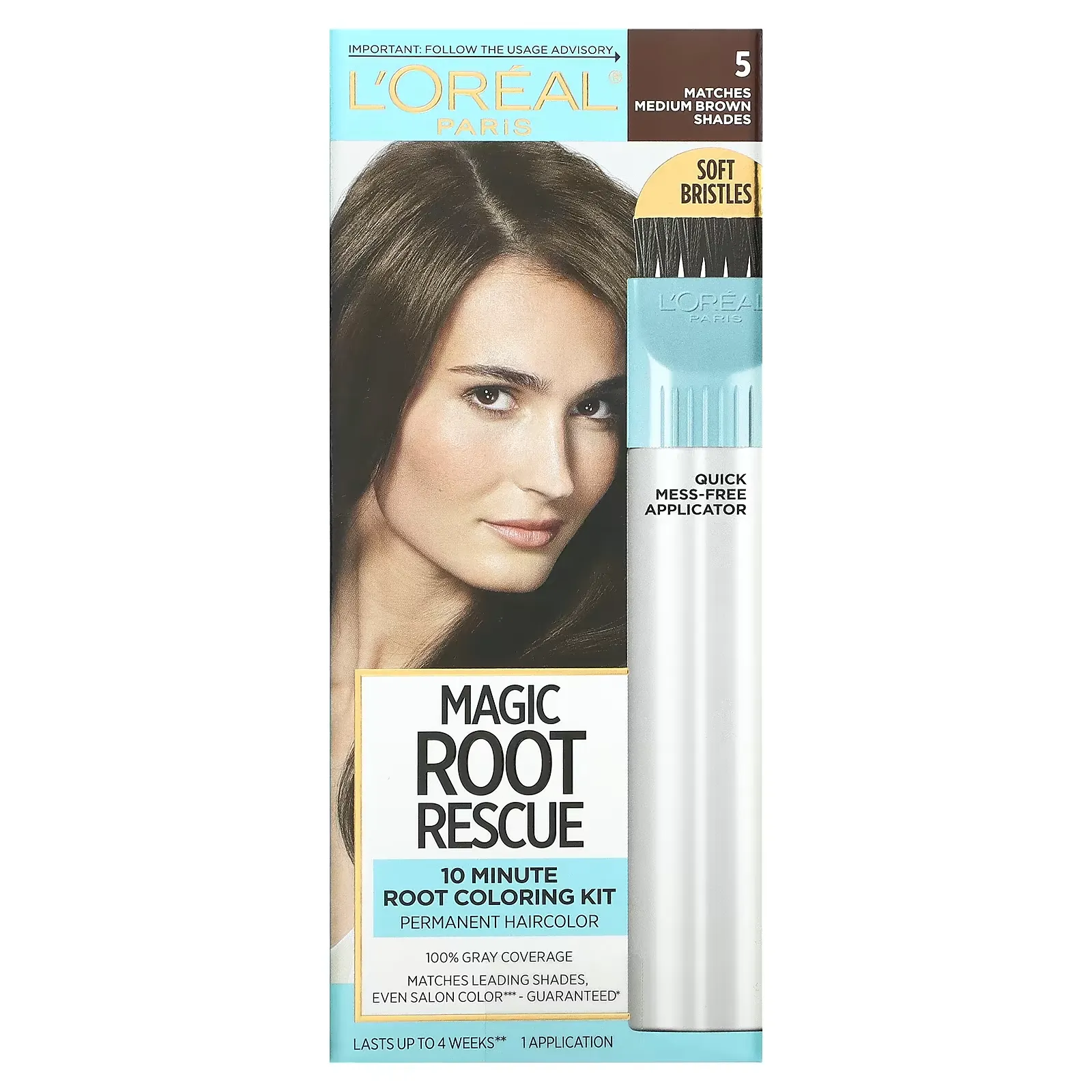 Magic Root Rescue, 10 Minute Root Coloring Kit, 5 Medium Brown, 1 Application