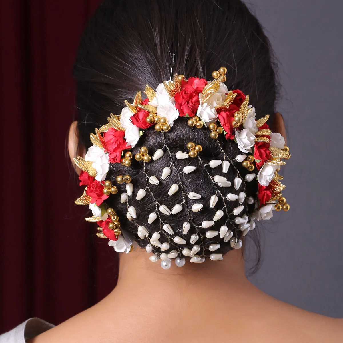 SHOSHAA Red, White And Gold Juda Hair Accessory