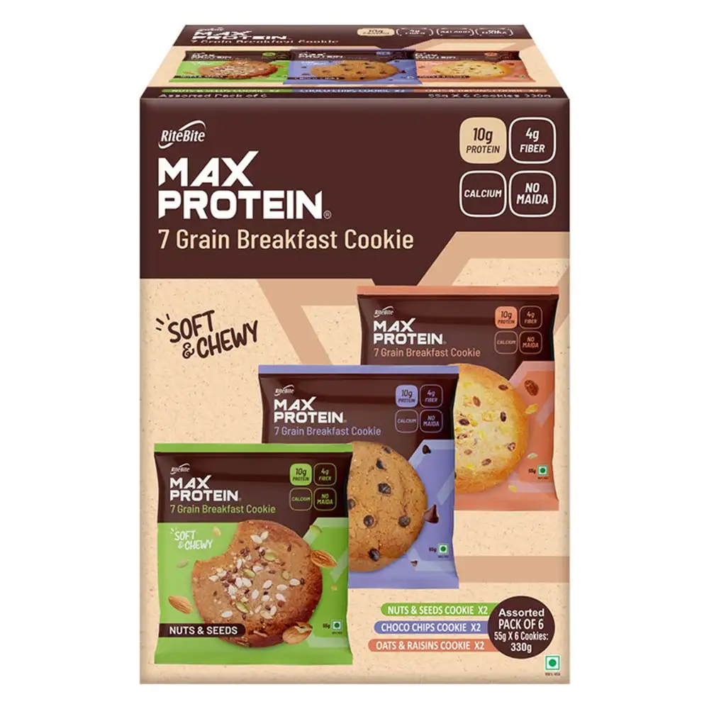 RiteBite Max Protein Cookies,  6 Piece(s)/Pack  Assorted (Each 2)