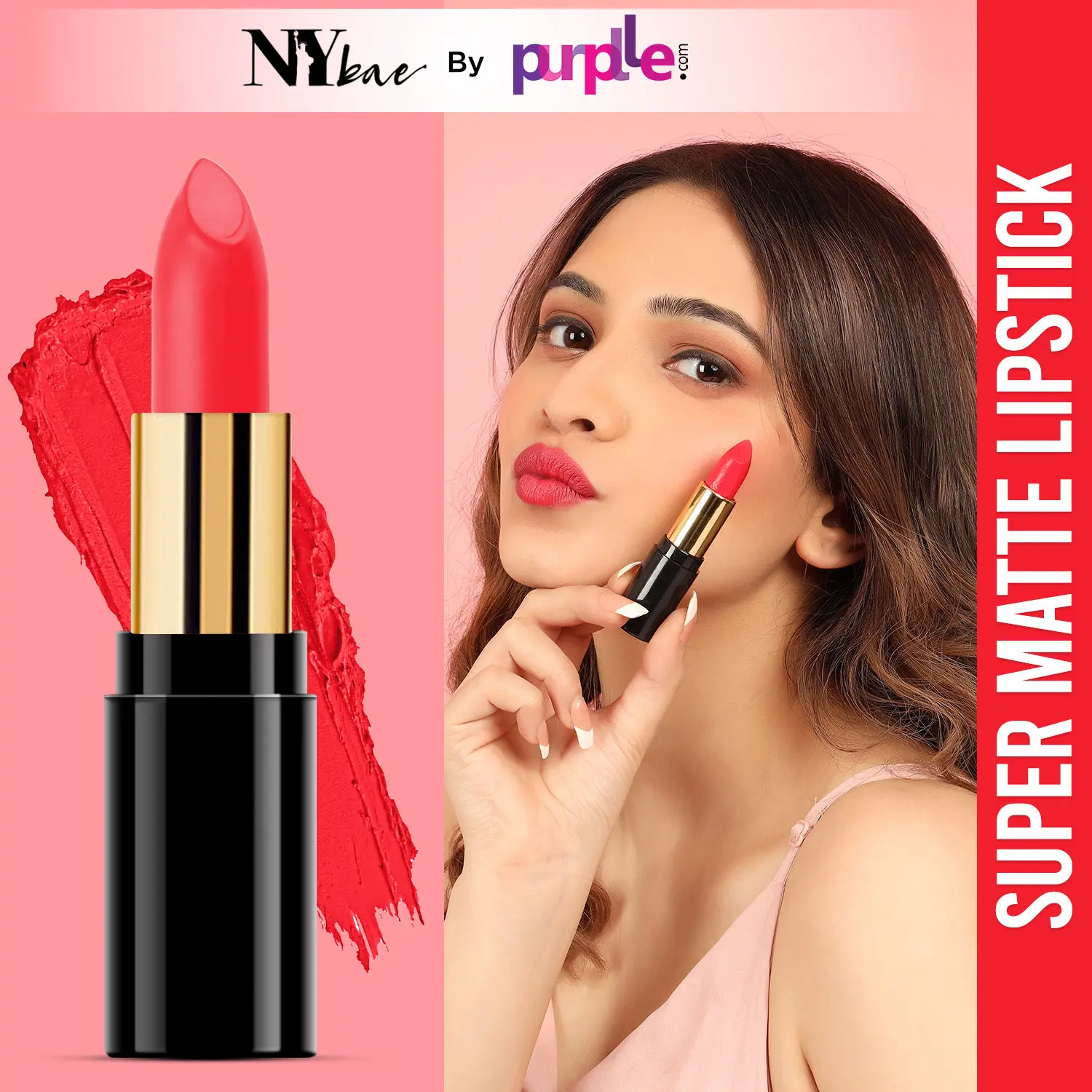 NY Bae Super Matte Lipstick - Magnanimous Melissa 2 (4.2 g) | Pink | Loaded With Vitamin E | Rich Colour | Long lasting | Smudgeproof | Vegan