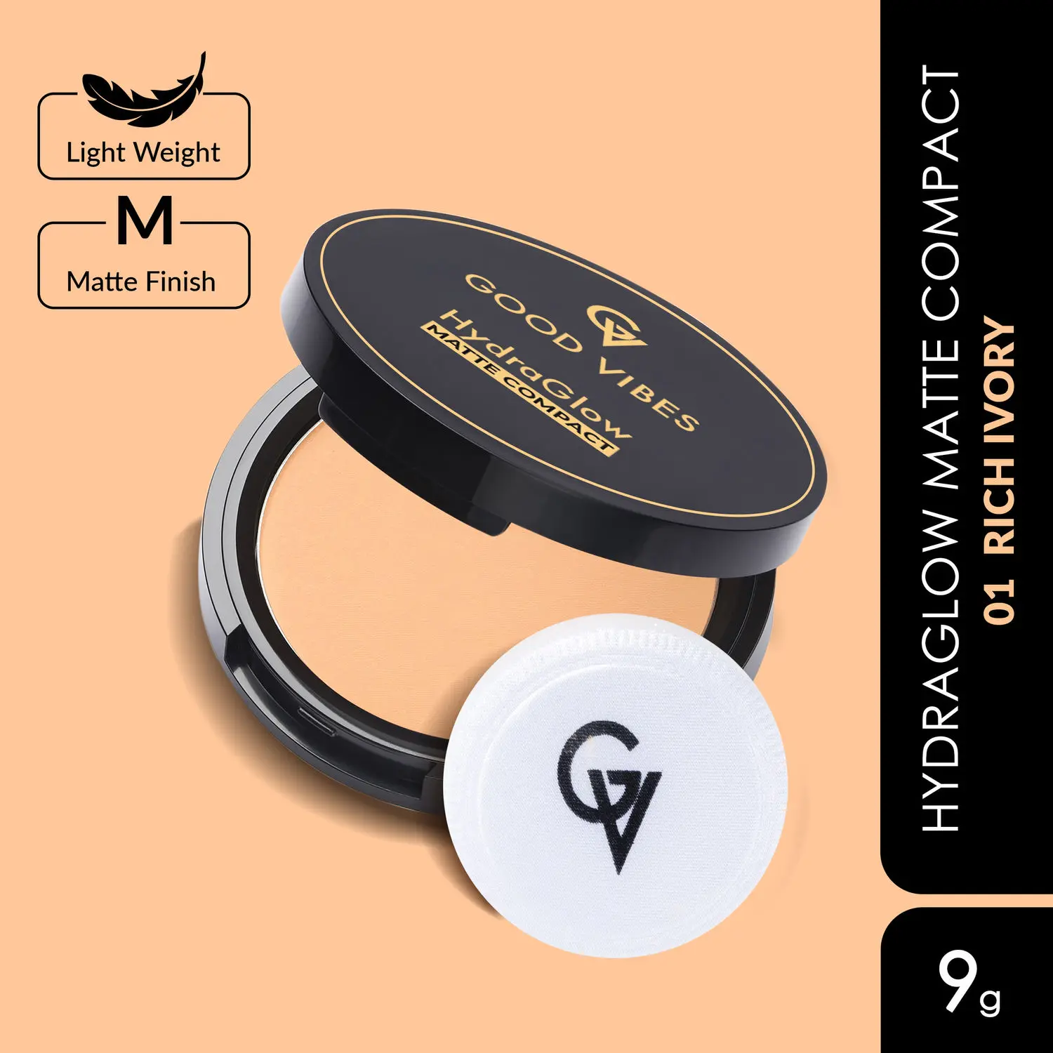 Good Vibes HydraGlow Matte Compact- Rich Ivory 01 (9g)