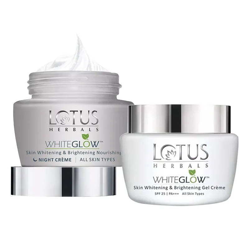 Lotus Herbals WhiteGlow Skin Whitening & Brightening Gel Cream & Night Creme Combo