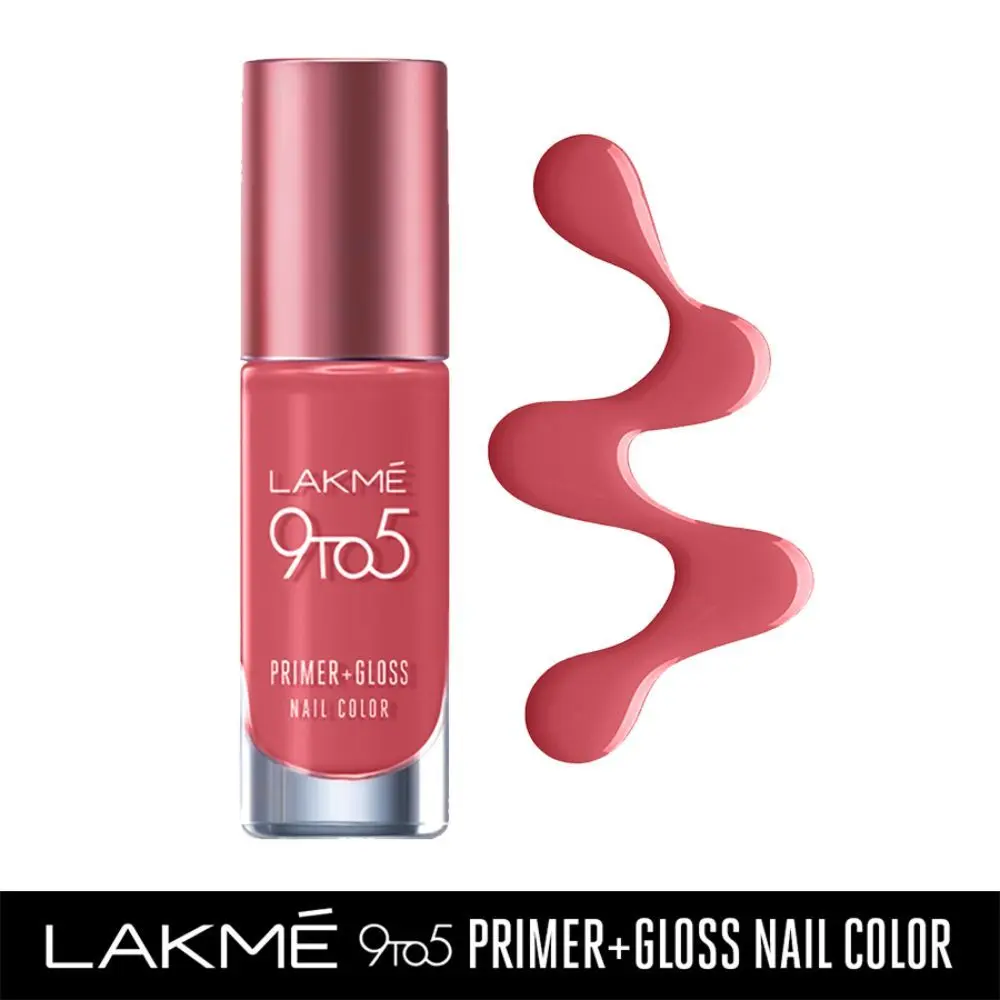 Lakme 9 to 5 Primer + Gloss Nail Colour, NudeWarmth, 6ml