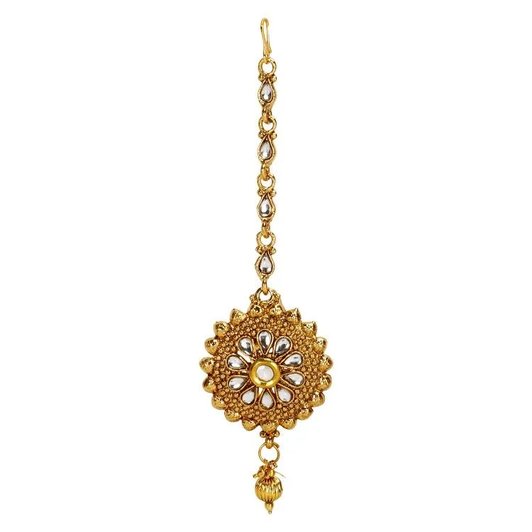 Anika's Creation Elegant Kundan Studded Gold Plated Maang Tikka