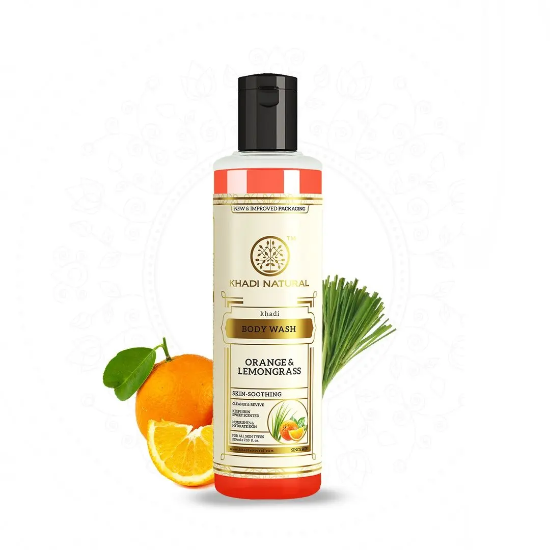 Khadi Natural Orange & Lemongrass Herbal Body Wash| Nourish & Hydrate Skin - (210ml)