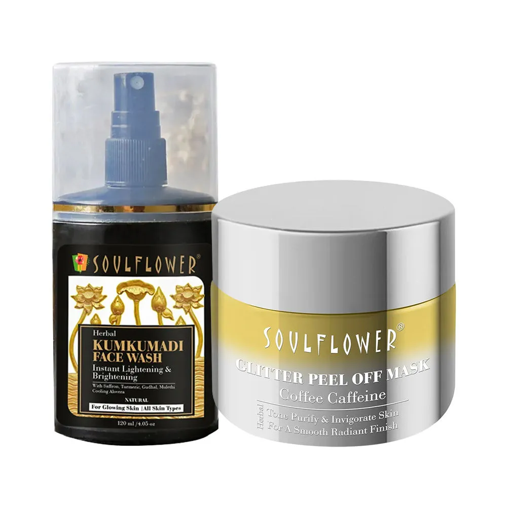 Soulflower Ayurvedic De-Tan Kit (Kumkumadi Facewash+Coffee Peel Off Face Mask)