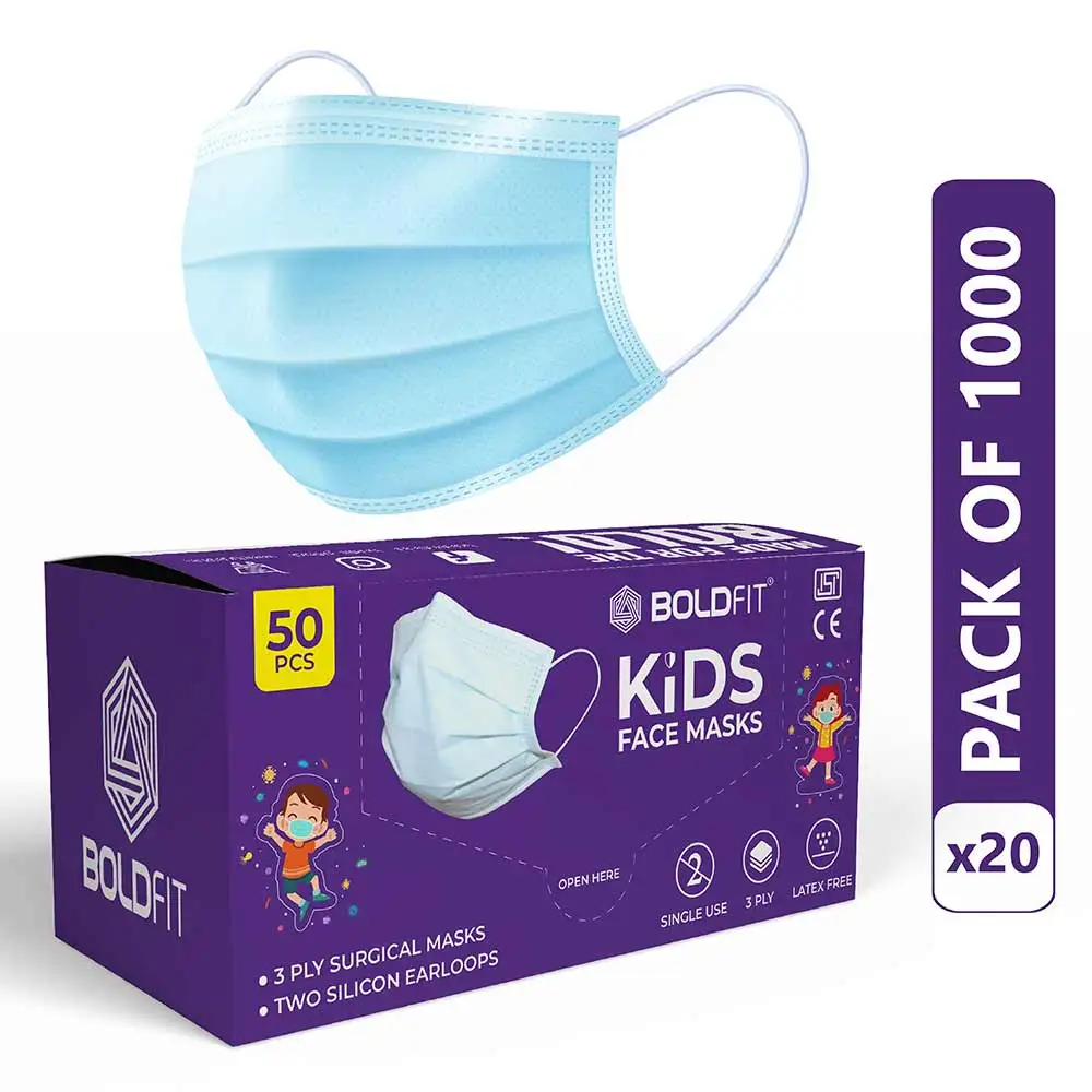 Boldfit Surgical Face Masks for Kids,  Blue (Pack of 20)