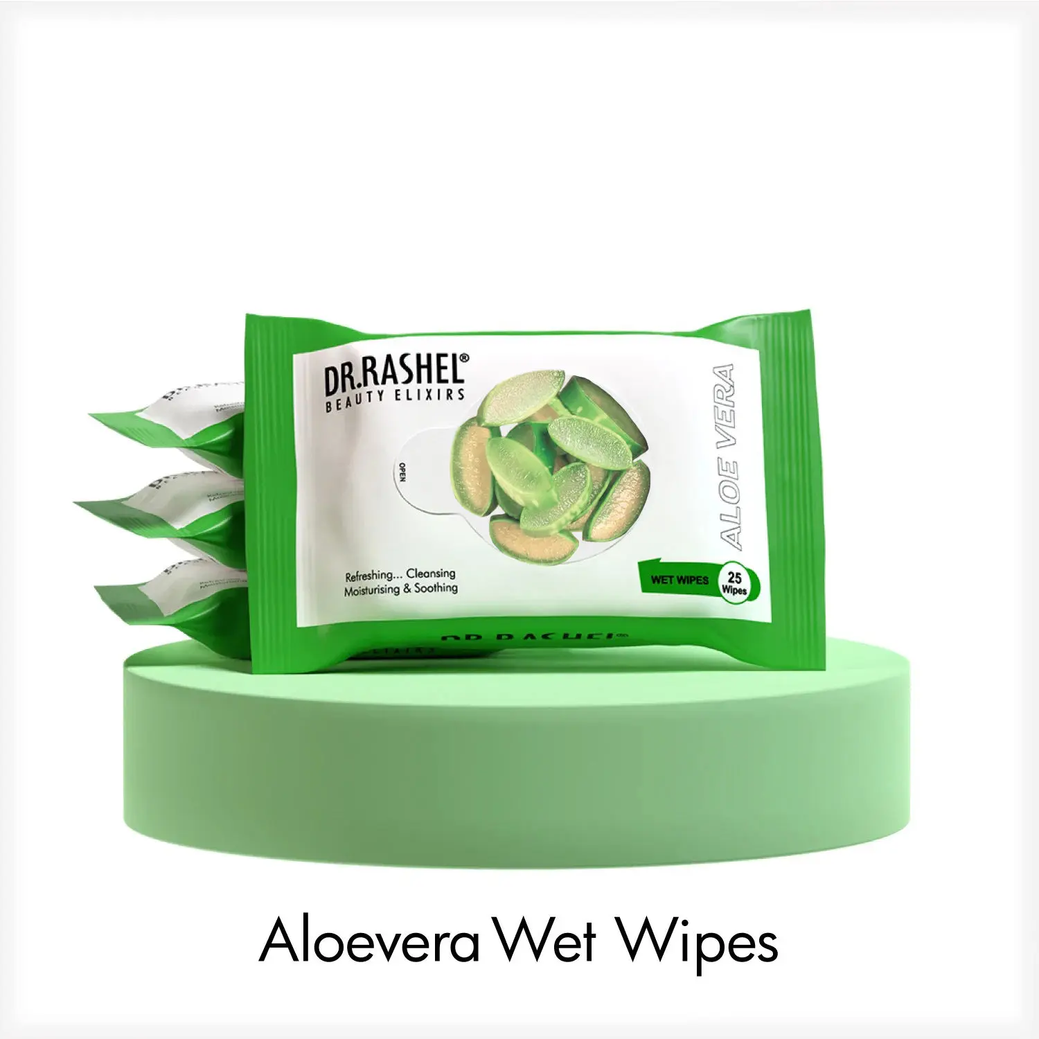 Dr.Rashel Aloevera Wet Wipes Refreshing Cleansing Moisturising and Soothing Face Wipes (25 Wipes)